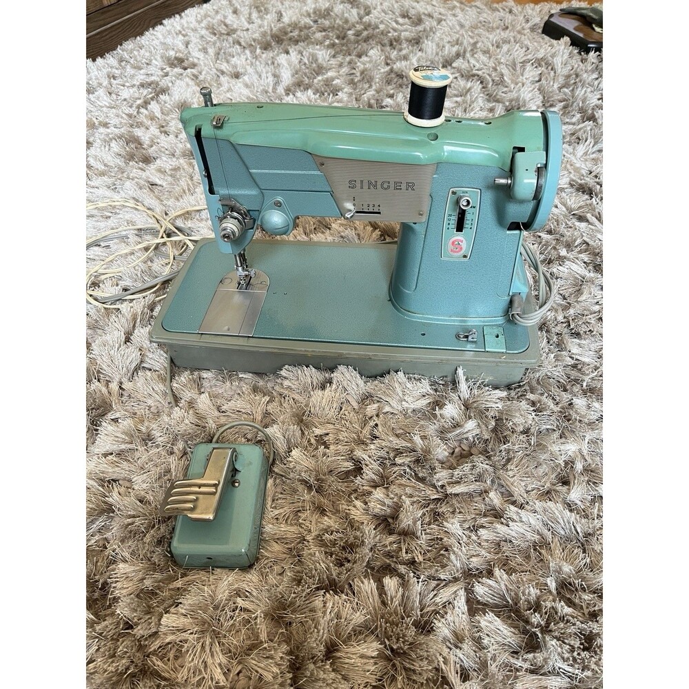 Vintage Singer Sewing Machine Blue 327K With Case PERFECT WORKING CONDITION